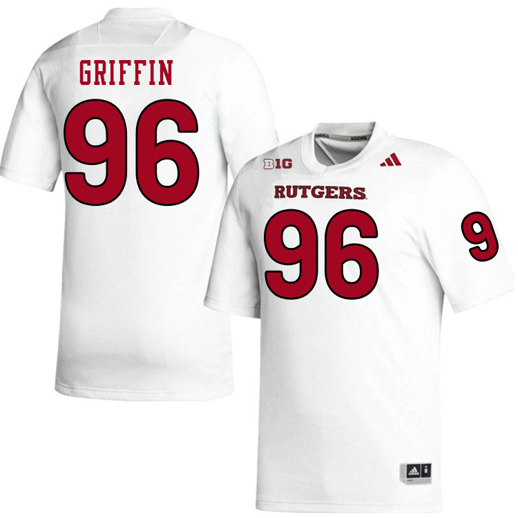 Men #96 Keshon Griffin Rutgers Scarlet Knights 2024 College Football Jerseys Stitched-White